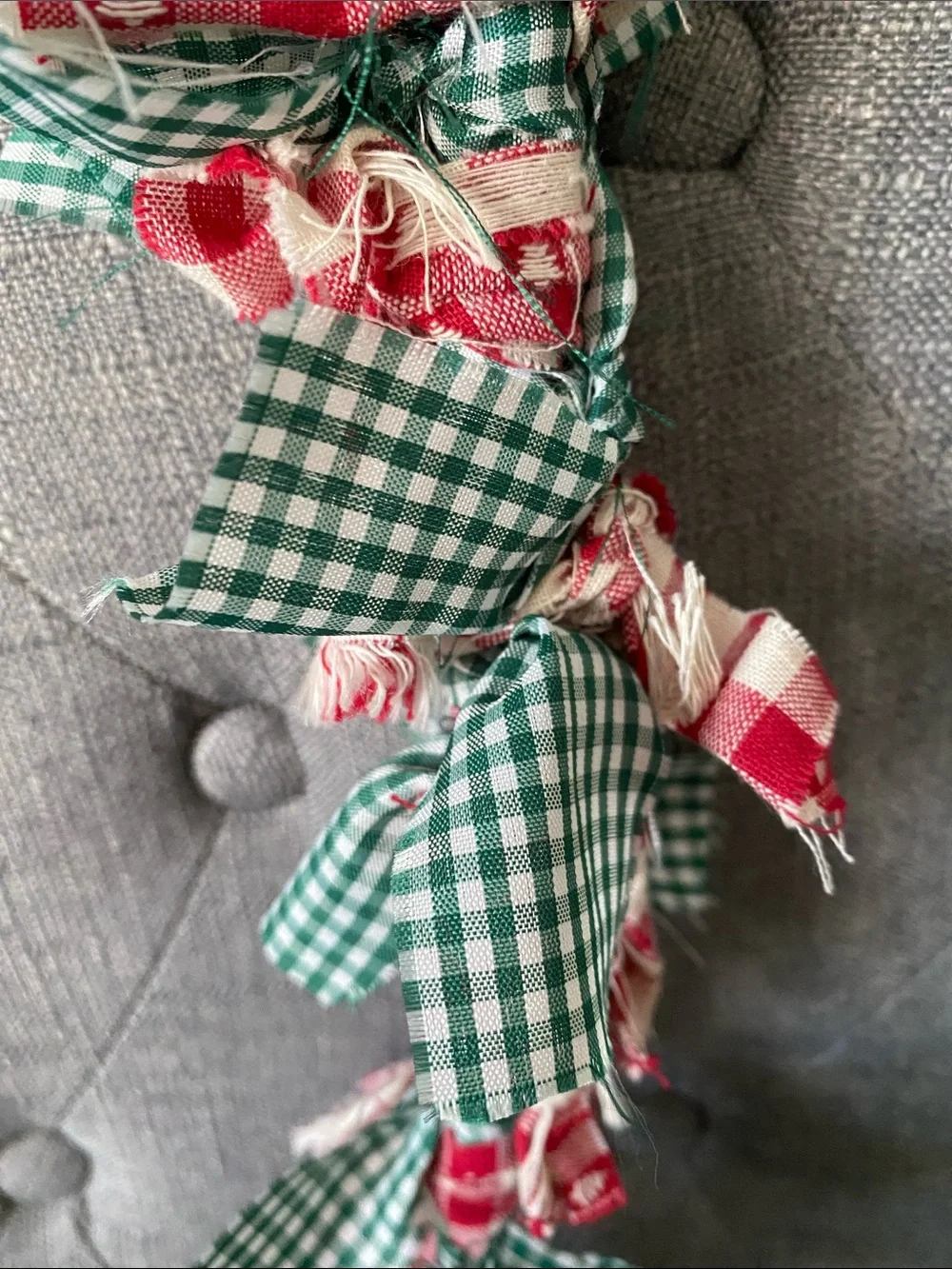 Christmas Red & Green Gingham Holiday Door Garland Candy Cane Shaped